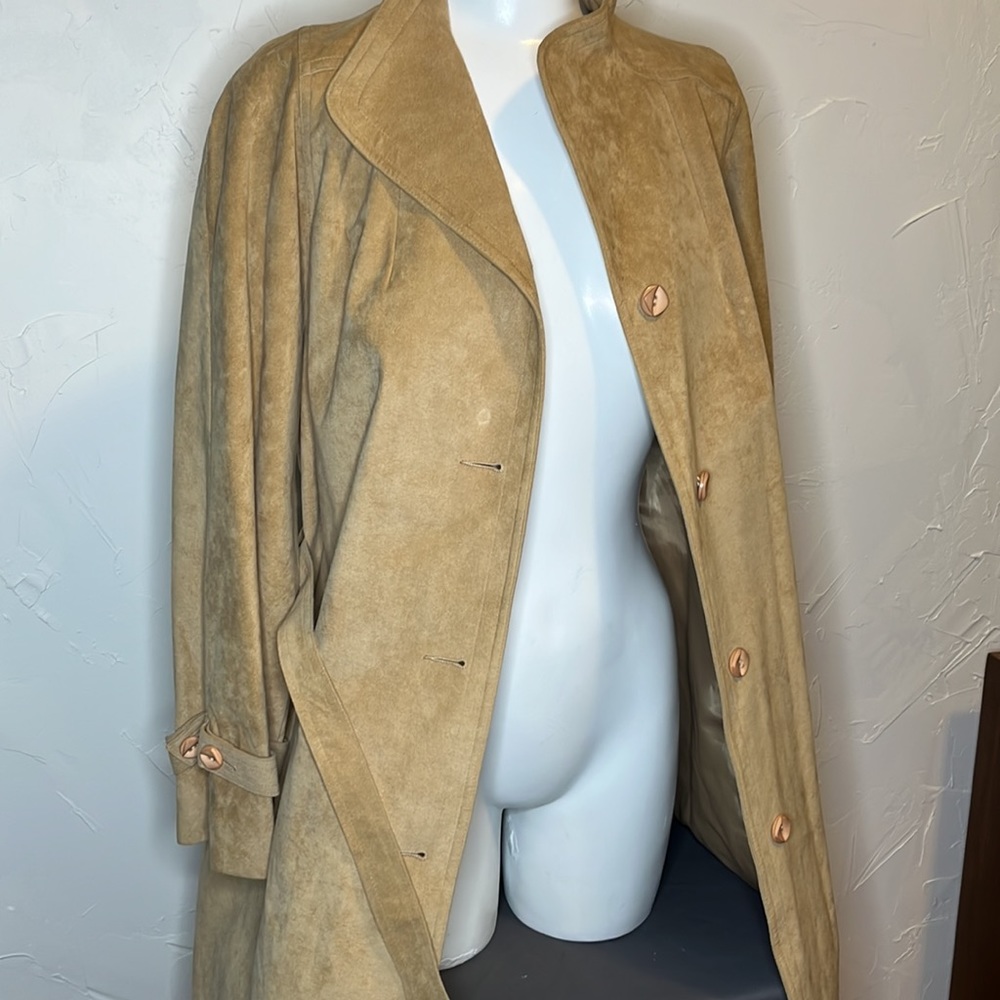 Vintage Suede Coat; Tan Count Romi Trench Coat dated 1974-1995